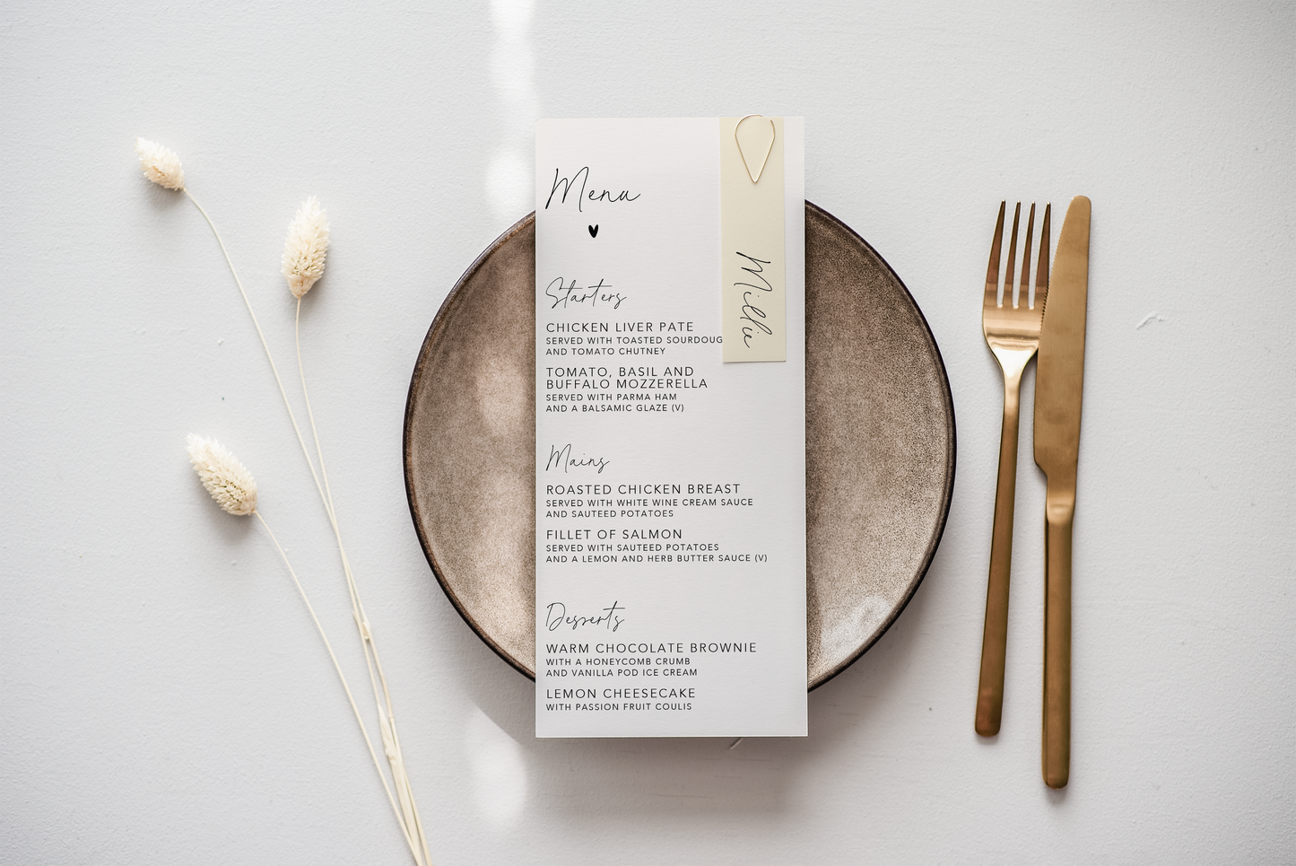 Millie - Menu With Name
