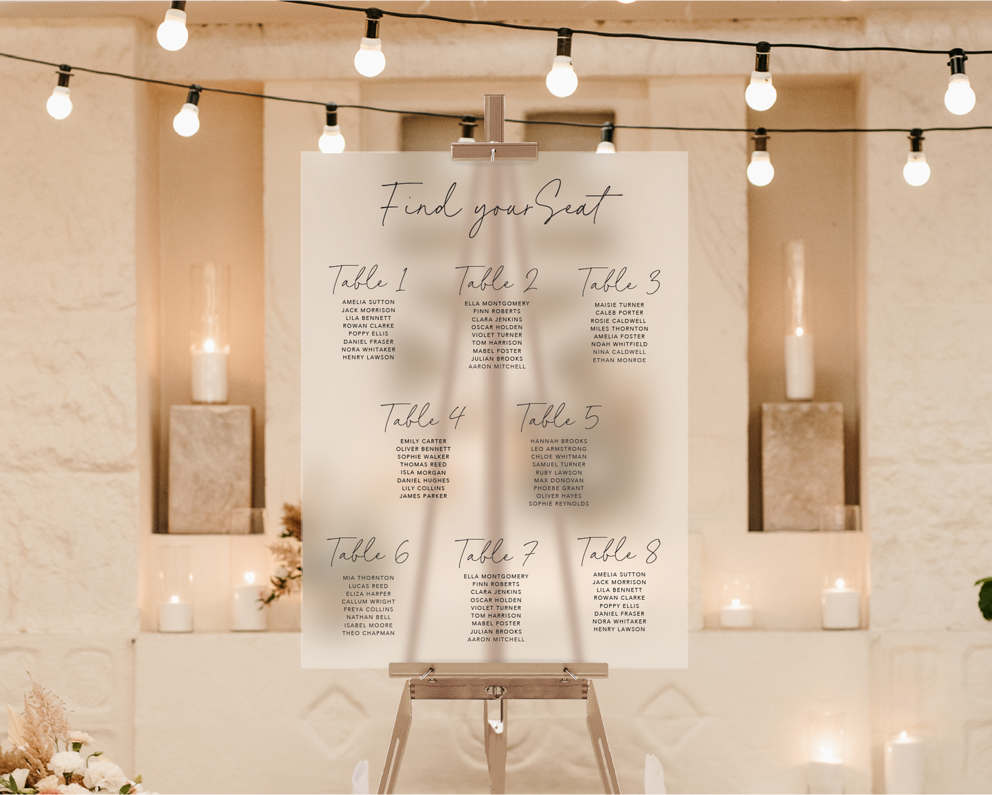 The Millie Collection - Seating Plan Board