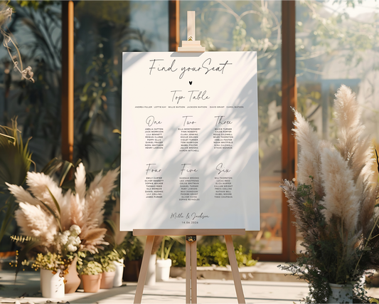 The Millie Collection - Seating Plan Board