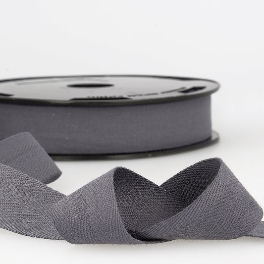 Dark Grey Cotton Twill Ribbon